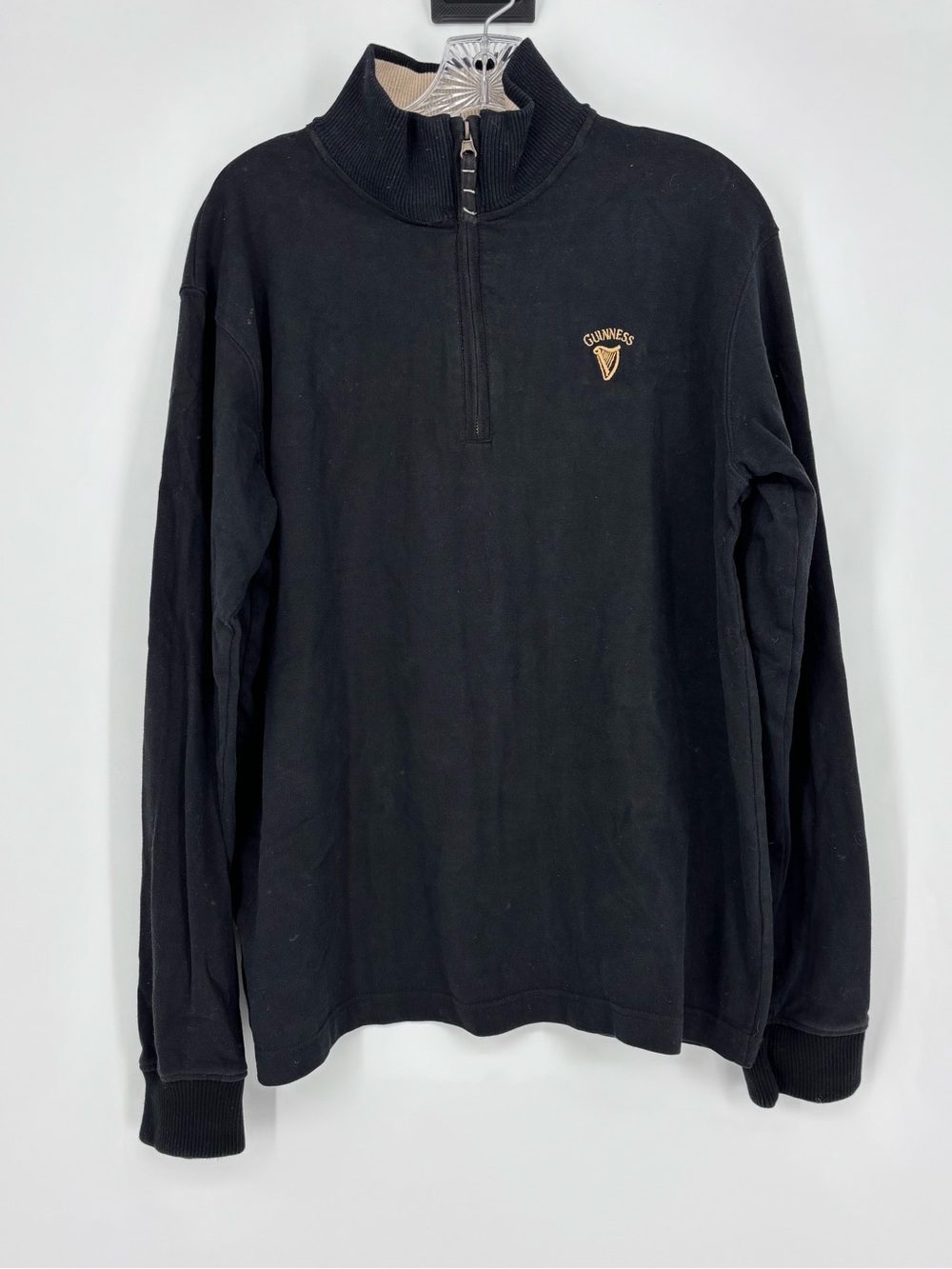 Guinness Men’s Black Quarter Zip Pullover Size Large Black Sweatshirt
